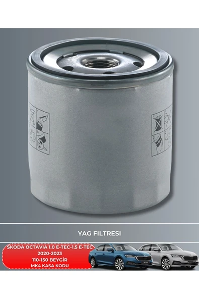 Petrol Ofisi SKODA OCTAVIA 1.0 E-TEC - 1.5 E-TEC 2020-2021-2022-2023 110-150 BEYGİR FİLTRE - YAĞ BAKIM SETİ - Resim 3
