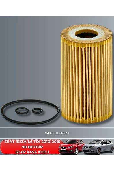 Petrol Ofisi SEAT IBIZA 1.6 TDI 2010-2011-2012-2013-2014-2015 90 BEYGİR FİLTRE - YAĞ BAKIM SETİ - Resim 3