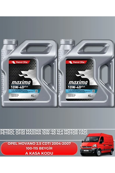 Petrol Ofisi OPEL MOVANO 2.5 CDTI 2004-2005-2006-2007 100-115 BEYGİR FİLTRE - YAG BAKIM SETİ - Resim 4