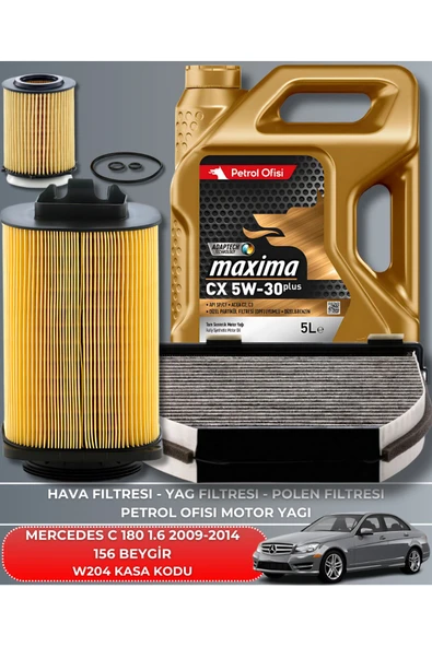 Petrol Ofisi MERCEDES C 180 1.6 2009-2014 156 BEYGİR FİLTRE - YAĞ BAKIM SETİ ürün görseli