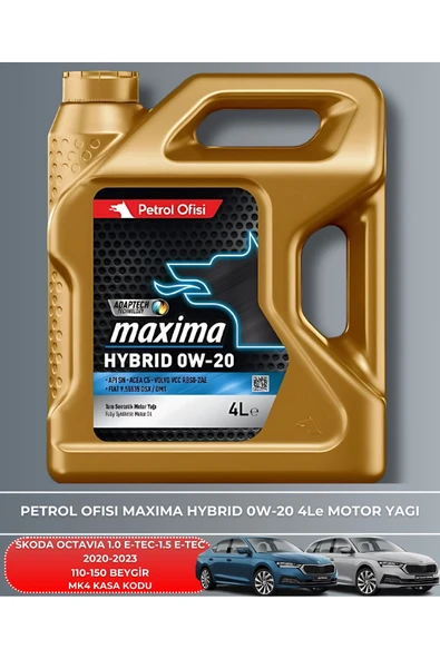 Petrol Ofisi SKODA OCTAVIA 1.0 E-TEC - 1.5 E-TEC 2020-2021-2022-2023 110-150 BEYGİR FİLTRE - YAĞ BAKIM SETİ - Resim 5