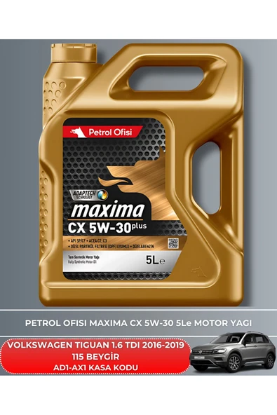 Petrol Ofisi Vw Volkswagen Tıguan 1.6 Tdı 2016-2017-2018-2019 115 Beygir Filtre - Yağ Bakım Seti - Resim 5