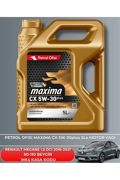 Petrol Ofisi RENAULT MEGANE 1.5 DCI 2016-2017-2018-2019-2020-2021 90-110 BEYGİR FİLTRE - YAĞ BAKIM SETİ - Resim 5