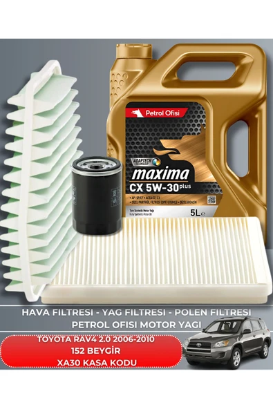 Petrol Ofisi TOYOTA RAV4 2.0 2006-2007-2008-2009-2010 152 BEYGİR FİLTRE - YAĞ BAKIM SETİ ürün görseli
