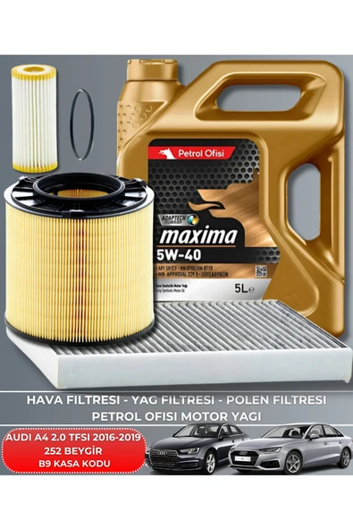 Petrol Ofisi AUDI A4 2.0 TFSI 2016-2017-2018-2019 252 BEYGİR FİLTRE - YAĞ BAKIM SETİ ürün görseli