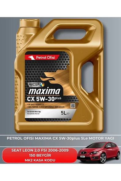 Petrol Ofisi SEAT LEON 2.0 FSI 2006-2007-2008-2009 150 BEYGİR FİLTRE - YAĞ BAKIM SETİ - Resim 5