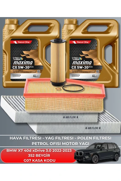 Petrol Ofisi BMW X7 40d xDrive 3.0 2022-2023 352 BEYGİR FİLTRE - YAĞ BAKIM SETİ ürün görseli