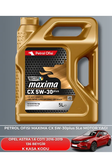 Petrol Ofisi OPEL ASTRA 1.6 CDTI 2016-2017-2018-2019 136 BEYGİR FİLTRE - YAG BAKIM SETİ - Resim 5