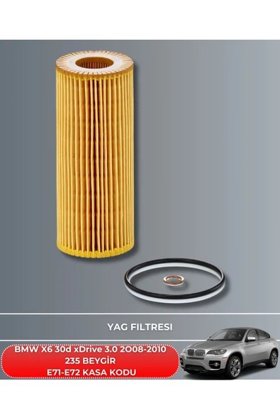 Petrol Ofisi BMW X6 30d xDrive 3.0 2008-2009-2010 235 BEYGİR FİLTRE - YAĞ BAKIM SETİ - Resim 3