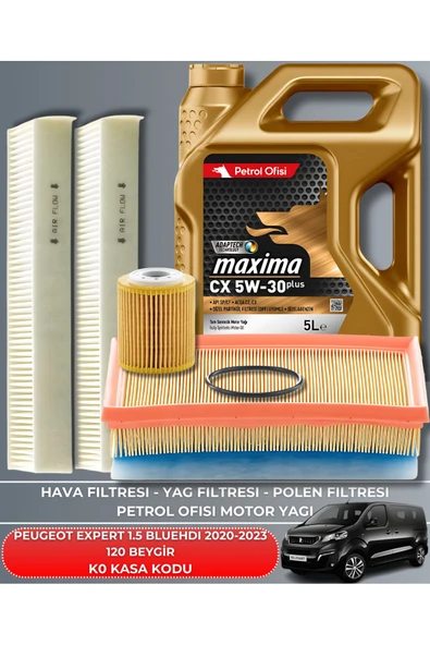 Petrol Ofisi PEUGEOT EXPERT 1.5 BLUEHDI 2020-2021-2022-2023 115 BEYGİR FİLTRE - YAG BAKIM SETİ ürün görseli