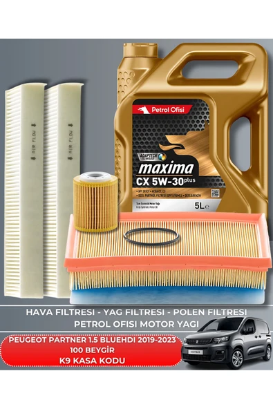 Petrol Ofisi PEUGEOT PARTNER 1.5 BLUEHDI 2019-2020-2021-2022-2023 100 BEYGİR FİLTRE - YAG BAKIM SETİ ürün görseli
