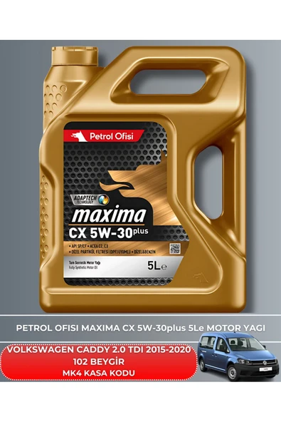 Petrol Ofisi VW VOLKSWAGEN CADDY 2.0 TDI 2015-2016-2017-2018-2019-2020 102 BEYGİR FİLTRE - YAĞ BAKIM SETİ - Resim 5