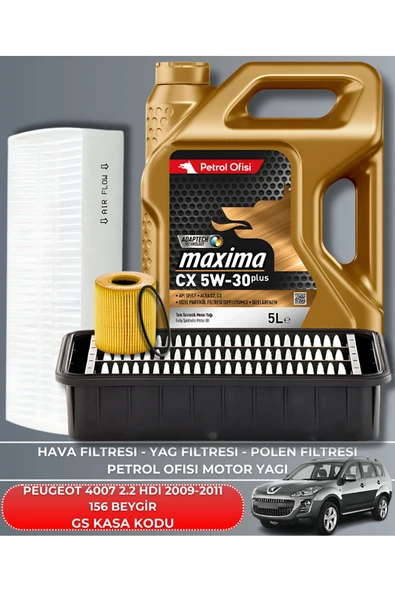 Petrol Ofisi PEUGEOT 4007 2.2 HDI 2009-2010-2011 156 BEYGİR FİLTRE - YAG BAKIM SETİ ürün görseli