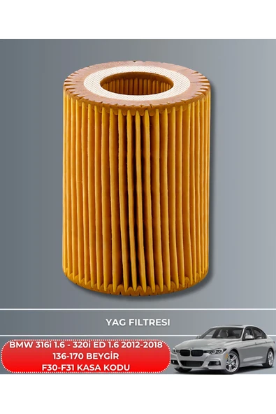 Petrol Ofisi BMW 316i 1.6 - 320i ED 2012-2013-2014-2015-2016-2017-2018 136-170 BEYGİR FİLTRE - YAĞ BAKIM SETİ - Resim 3