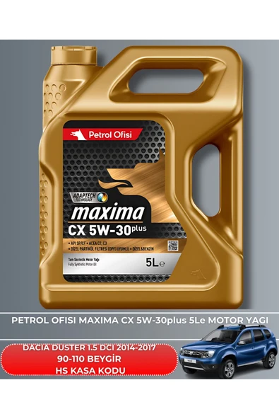 Petrol Ofisi DACIA DUSTER 1.5 DCI 2014-2015-2016-2017 90-110 BEYGİR FİLTRE - YAĞ BAKIM SETİ - Resim 5