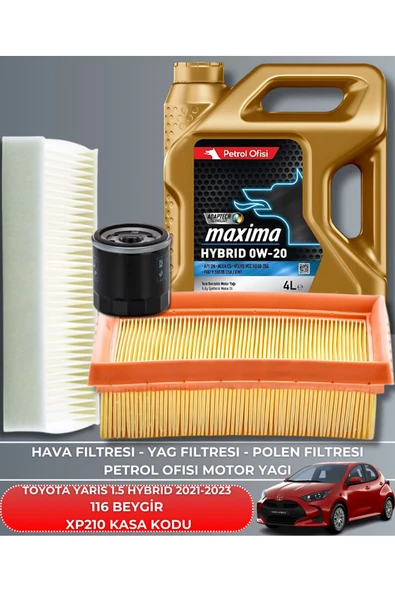 Petrol Ofisi TOYOTA YARIS 1.5 HYBRID 2021-2022-2023 116 BEYGİR FİLTRE - YAĞ BAKIM SETİ ürün görseli