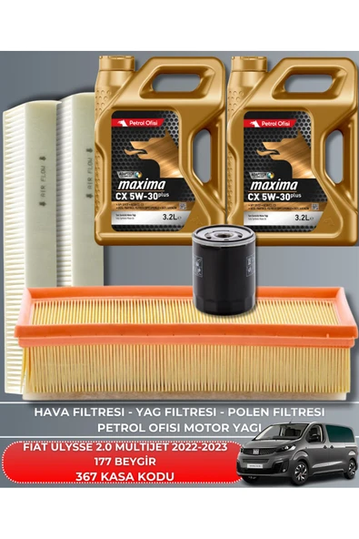 Petrol Ofisi FIAT ULYSSE 2.0 MULTIJET 2022-2023 177 BEYGİR FİLTRE - YAG BAKIM SETİ ürün görseli