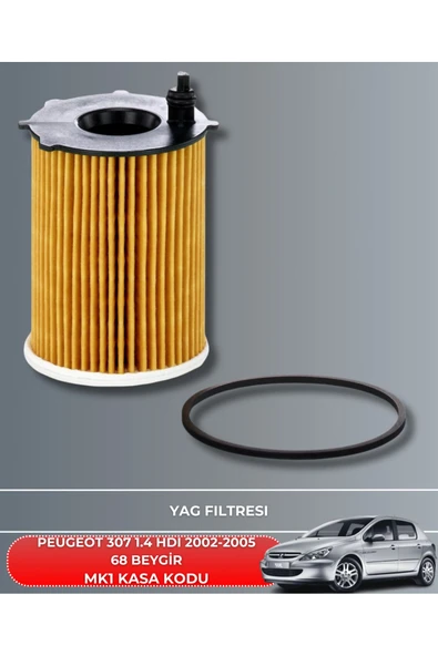 PEUGEOT 307 1.4 HDI 2002-2005 68 BEYGİR FİLTRE -ELF 5LT 5W30 2025 YAG BAKIM SETİ - Resim 3