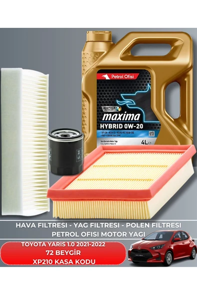 Petrol Ofisi TOYOTA YARIS 1.0 2021-2022 72 BEYGİR FİLTRE - YAĞ BAKIM SETİ