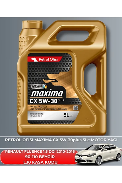 Petrol Ofisi RENAULT FLUENCE 1.5 DCI 2010-2011-2012-2013-2014-2015-2016 90-110 BEYGİR FİLTRE - YAĞ BAKIM SETİ - Resim 5