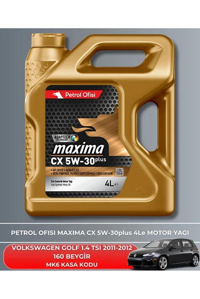 Petrol Ofisi VOLKSWAGEN GOLF 1.4 TSI 2011-2012 160 BEYGİR FİLTRE - YAĞ BAKIM SETİ - Resim 5