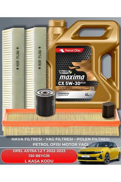 Petrol Ofisi OPEL ASTRA 1.2 T 2022-2023 130 BEYGİR FİLTRE - YAG BAKIM SETİ ürün görseli