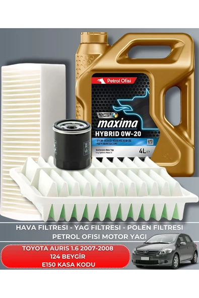 Petrol Ofisi TOYOTA AURIS 1.6 2007-2008 124 BEYGİR FİLTRE - YAĞ BAKIM SETİ ürün görseli