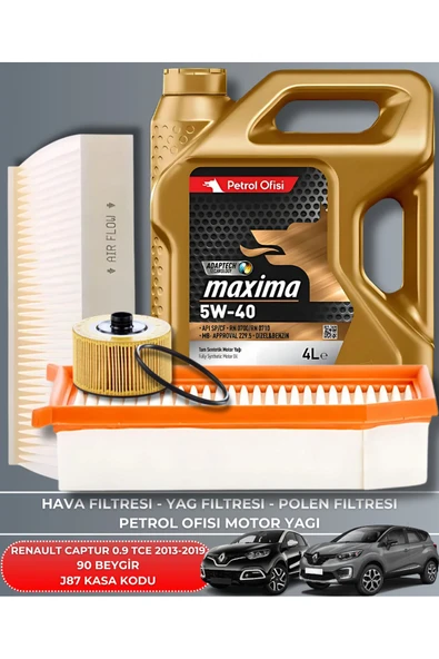 Petrol Ofisi RENAULT CAPTUR 0.9 TCE 2013-2014-2015-2016-2017-2018-2019 90 BEYGİR FİLTRE - YAĞ BAKIM SETİ ürün görseli