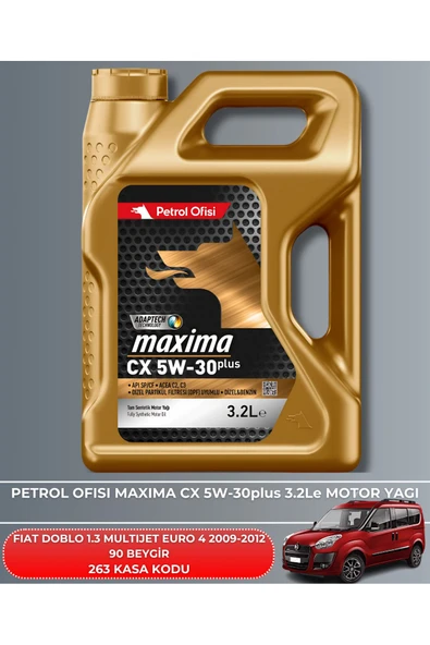 Petrol Ofisi FIAT DOBLO 1.3 MULTIJET EURO 4 2009-2010-2011-2012 75 BEYGİR FİLTRE - YAG BAKIM SETİ - Resim 5