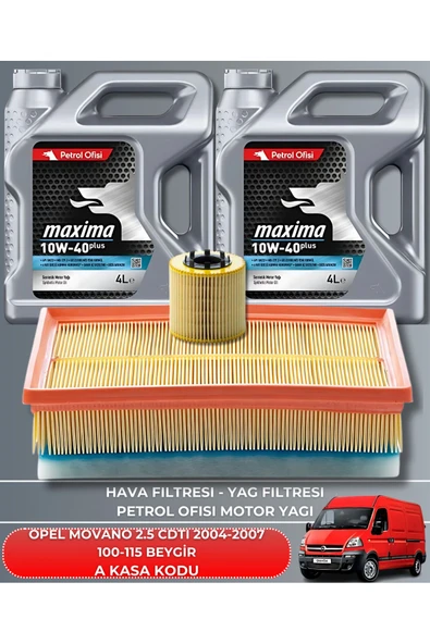 Petrol Ofisi OPEL MOVANO 2.5 CDTI 2004-2005-2006-2007 100-115 BEYGİR FİLTRE - YAG BAKIM SETİ ürün görseli