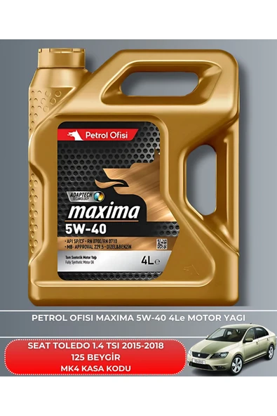 Petrol Ofisi SEAT TOLEDO 1.4 TSI 2015-2016-2017-2018 125 BEYGİR FİLTRE - YAĞ BAKIM SETİ - Resim 5