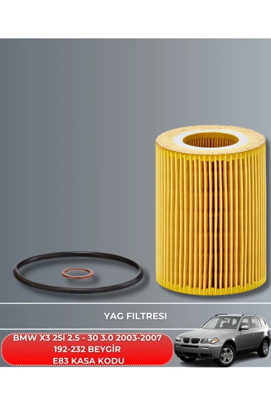 Petrol Ofisi BMW X3 25i 2.5 - 30 3.0 - 2003-2004-2005-2006-2007 192-232 BEYGİR FİLTRE - YAĞ BAKIM SETİ - Resim 3