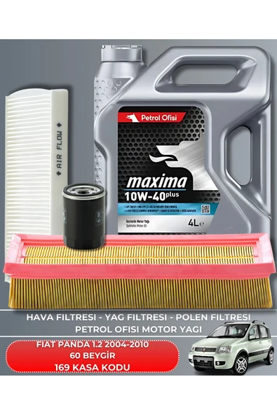 Petrol Ofisi FIAT PANDA 1.2 2004-2005-2006-2007-2008-2009-2010 60 BEYGİR FİLTRE - YAG BAKIM SETİ ürün görseli