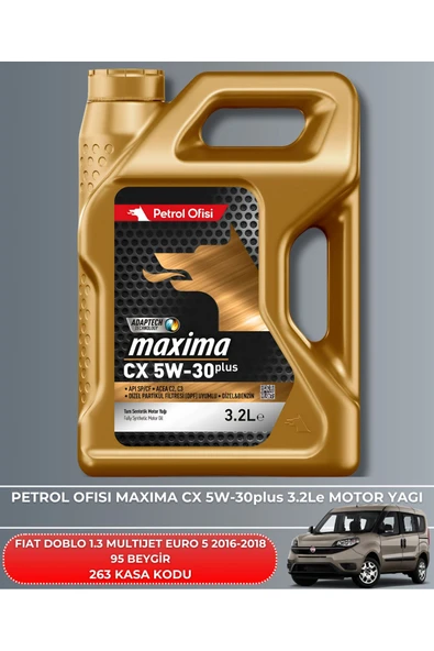 Petrol Ofisi FIAT DOBLO 1.3 MULTIJET EURO 5 2016-2017-2018 95 BEYGİR FİLTRE - YAG BAKIM SETİ - Resim 5