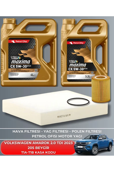 Petrol Ofisi VOLKSWAGEN AMAROK 2.0 TDI 2023 205 BEYGİR FİLTRE - YAĞ BAKIM SETİ ürün görseli