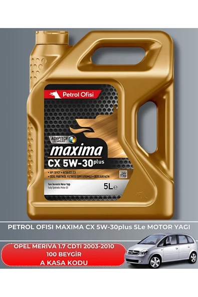 Petrol Ofisi OPEL MERIVA 1.7 CDTI 2003-2004-2005-2006-2007-2008-2009-2010 100 BEYGİR FİLTRE - YAG BAKIM SETİ - Resim 5