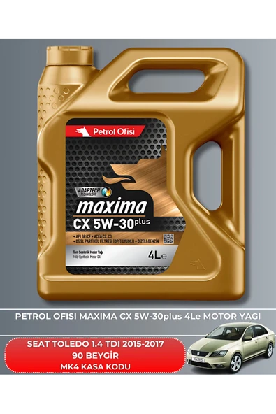 Petrol Ofisi SEAT TOLEDO 1.4 TDI 2015-2016-2017 90 BEYGİR FİLTRE - YAĞ BAKIM SETİ - Resim 5