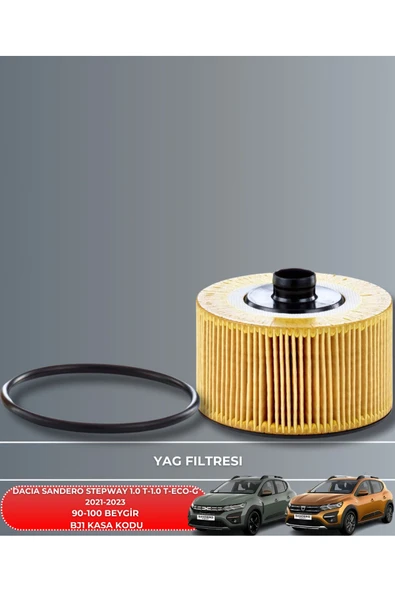 Petrol Ofisi DACIA SANDERO STEPWAY 1.0 T - 1.0 T ECO-G 2021-2022-2023 90-100 BEYGİR FİLTRE - YAĞ BAKIM SETİ - 3