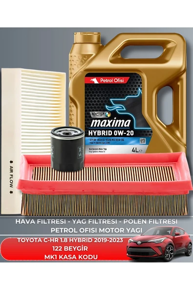 Petrol Ofisi TOYOTA C-HR 1.8 HYBRID 2019-2020-2021-2022-2023 122 BEYGİR FİLTRE - YAĞ BAKIM SETİ ürün görseli
