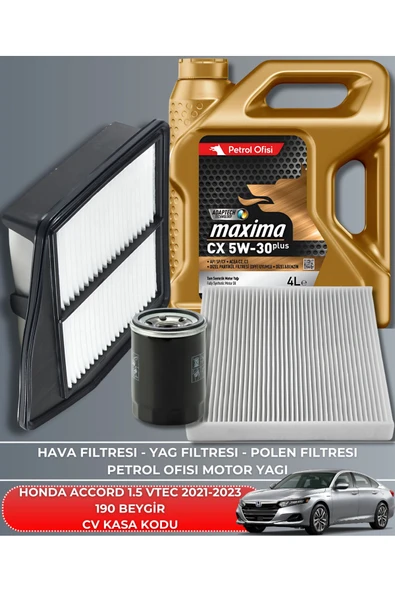 Petrol Ofisi HONDA ACCORD 1.5 VTEC 2021-2022-2023 190 BEYGİR BAKIM SETİ ürün görseli