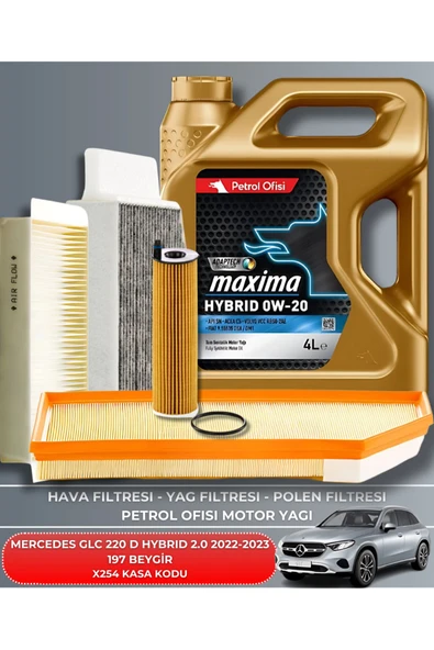 Petrol Ofisi MERCEDES GLC 220 D HYBRID 2.0 2022-2023 197 BEYGİR FİLTRE - YAĞ BAKIM SETİ ürün görseli