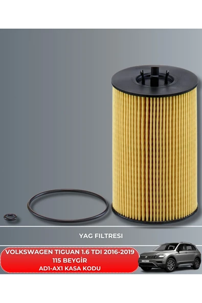 Petrol Ofisi Vw Volkswagen Tıguan 1.6 Tdı 2016-2017-2018-2019 115 Beygir Filtre - Yağ Bakım Seti - Resim 3