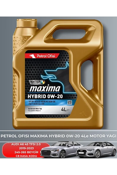 Petrol Ofisi AUDI A6 45 TFSI 2.0 2019-2020-2021-2022-2023 245-265 BEYGİR FİLTRE - YAĞ BAKIM SETİ - Resim 5