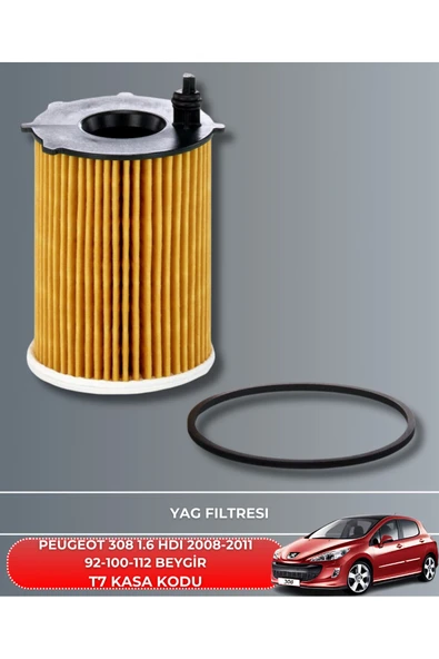 Petrol Ofisi PEUGEOT 308 1.6 HDI - E-HDI 2008-2009-2010-2011 EURO 4 92-100-112 BEYGİR FİLTRE - YAG BAKIM SETİ - Resim 3