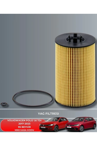 Petrol Ofisi VOLKSWAGEN POLO 1.6 TDI 2017-2018-2019-2020-2021-2022-2023 95 BEYGİR FİLTRE - YAĞ BAKIM SETİ - Resim 3