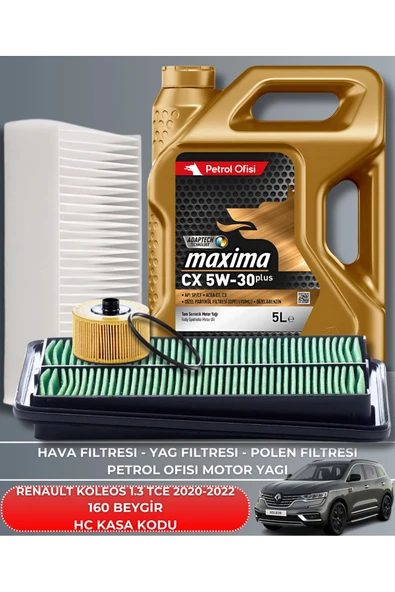 Petrol Ofisi RENAULT KOLEOS 1.3 TCE 2020-2021-2022 160 BEYGİR FİLTRE - YAĞ BAKIM SETİ ürün görseli