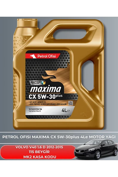 Petrol Ofisi VOLVO V40 1.6 D 2012-2013-2014-2015 115 BEYGİR FİLTRE - YAĞ BAKIM SETİ - Resim 5