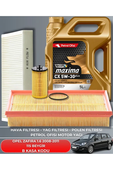 Petrol Ofisi OPEL ZAFIRA 1.6 2008-2009-2010-2011 115 BEYGİR FİLTRE - YAG BAKIM SETİ ürün görseli