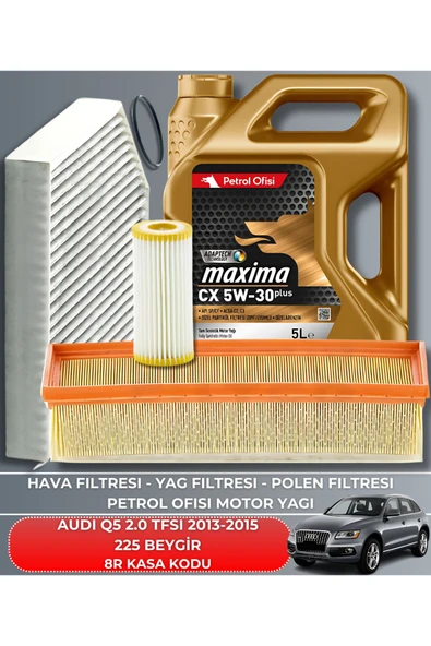 Petrol Ofisi AUDI Q5 2.0 TFSI 2013-2014-2015 225 BEYGİR FİLTRE - YAĞ BAKIM SETİ ürün görseli