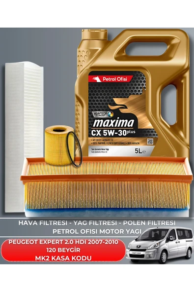 Petrol Ofisi PEUGEOT EXPERT 2.0 HDI 2007-2008-2009-2010 120 BEYGİR FİLTRE - YAG BAKIM SETİ ürün görseli